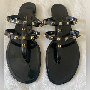 Nicole miller  Rockstud Jelly Gladiator Sandals Black PVC Women's Size 7